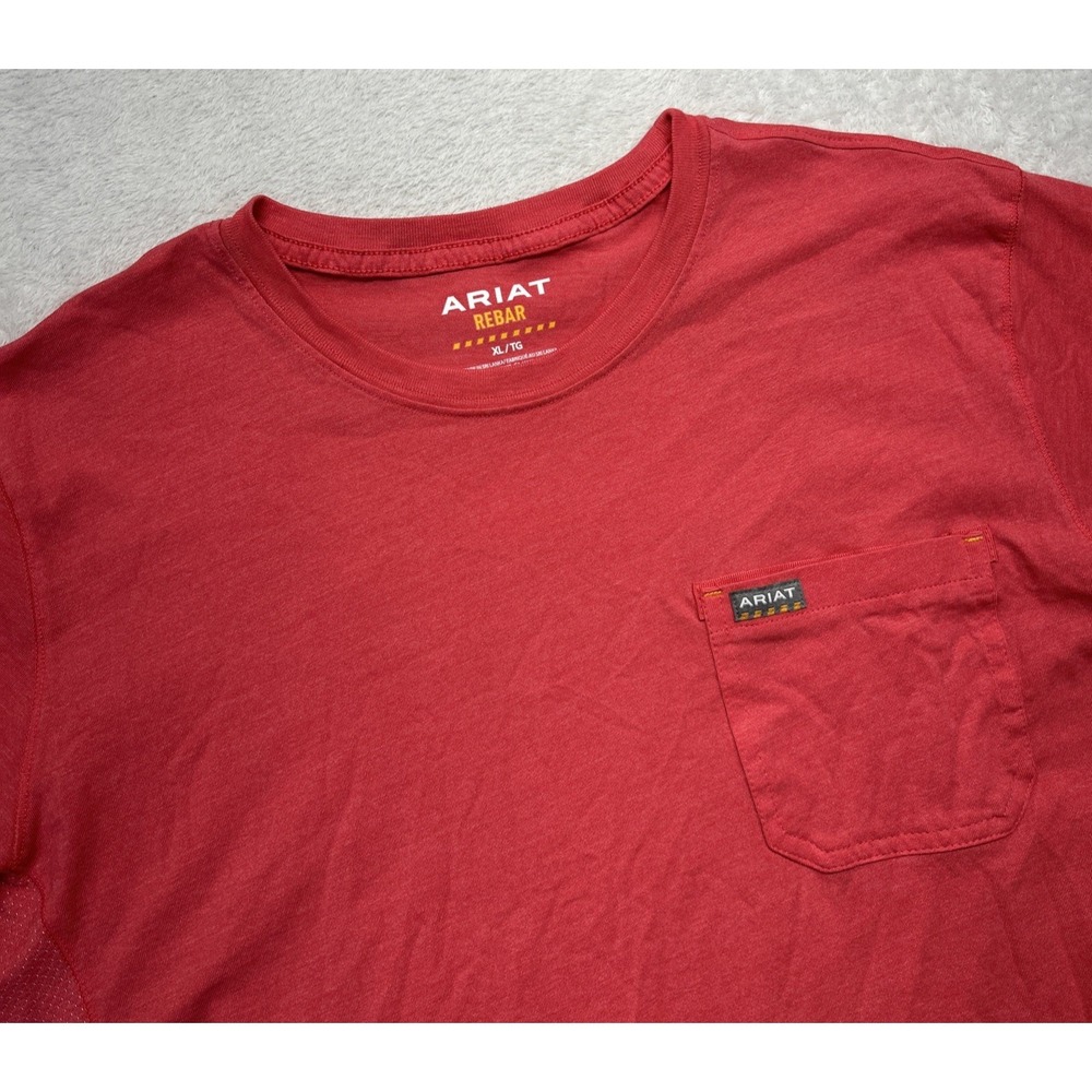 Ariat Rebar T Shirt Womens XL Salmon Pink Short Sleeve Crew Neck Pocket